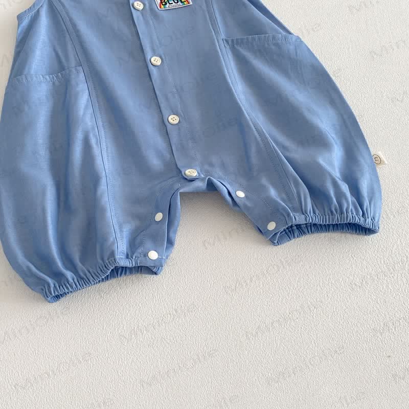 Baby Boy Blue Denim Sleeveless Romper - image 5