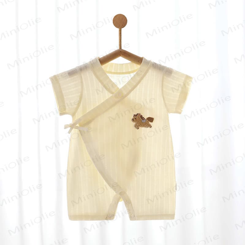 Baby Animal/Crown/ Cloud Wrap Romper - Yellow Horse - 1-2T - image 1