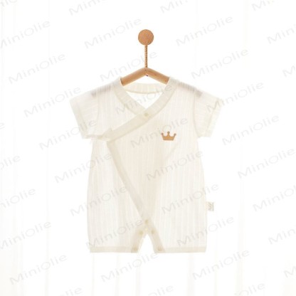 Baby Animal/Crown/ Cloud Wrap Romper - Beige Crown - 1-2T - image 2