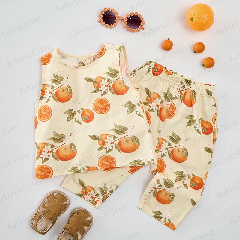 Baby Toddler Orange Sleeveless 2-piece Set - Orange - 5-7T - image 1