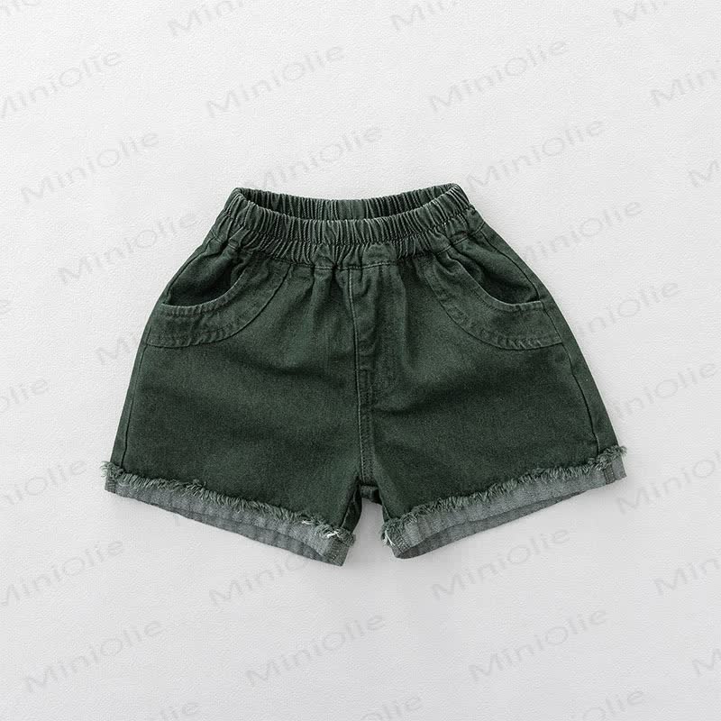 Toddler Washed Cotton Solid Color Shorts - Green - 6-7T - image 2
