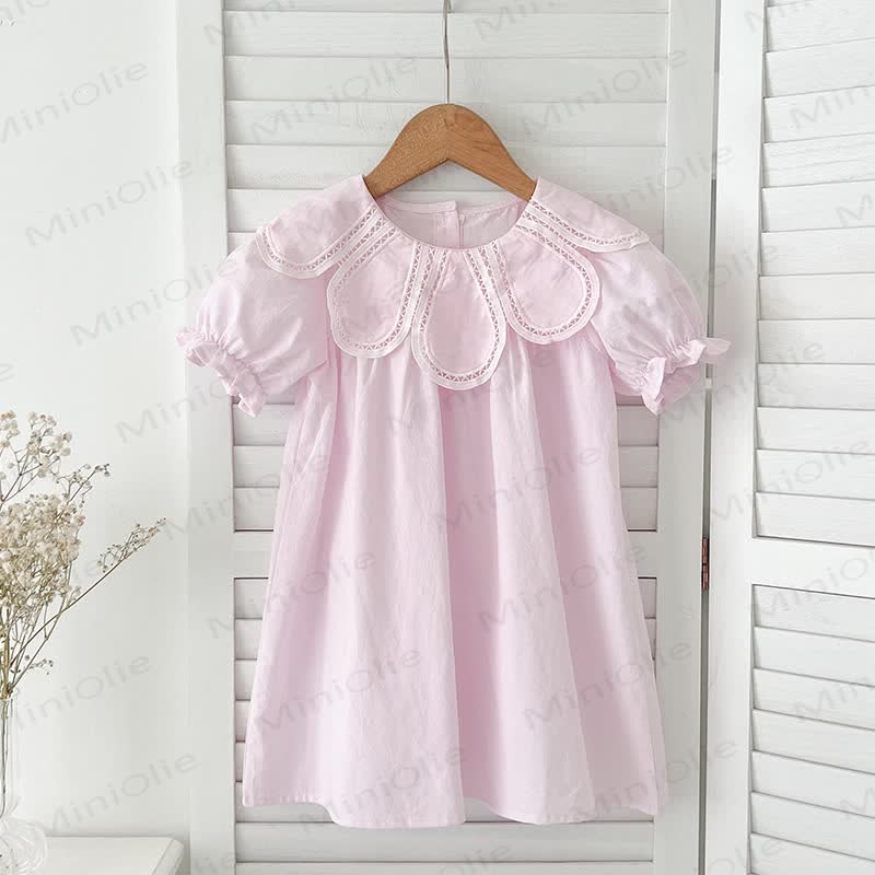 Baby Girls Solid Color Lace Dress/ Bodysuit - Pink Dress - Dress: 6-7T - image 2