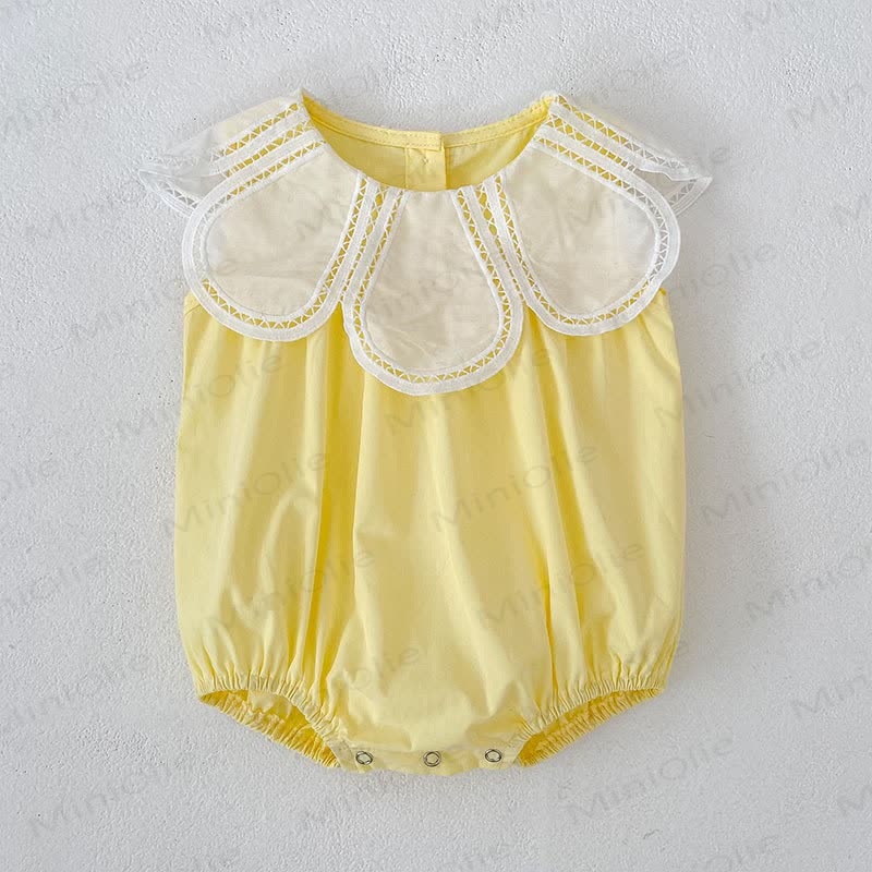 Baby Pink Petal Collar Cotton Dress - Yellow Romper - 18-24M - image 11