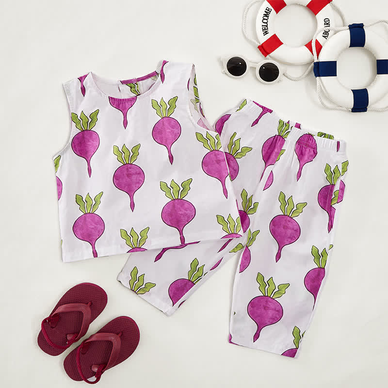 Baby Toddler Beetroot Print 2-piece Sleeveless Set - image 2