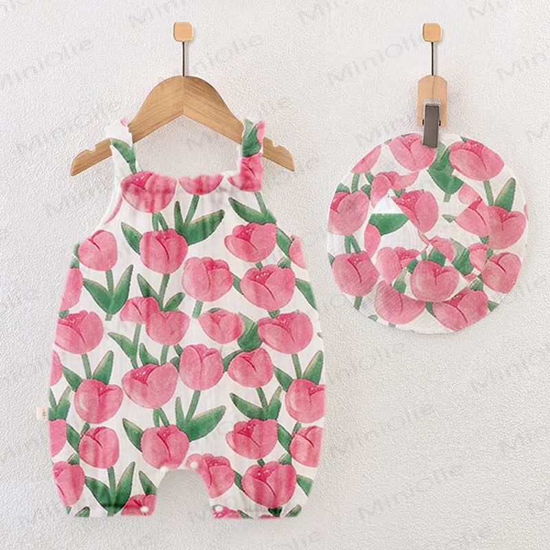 Baby White Tulip Romper with Hat - image 1