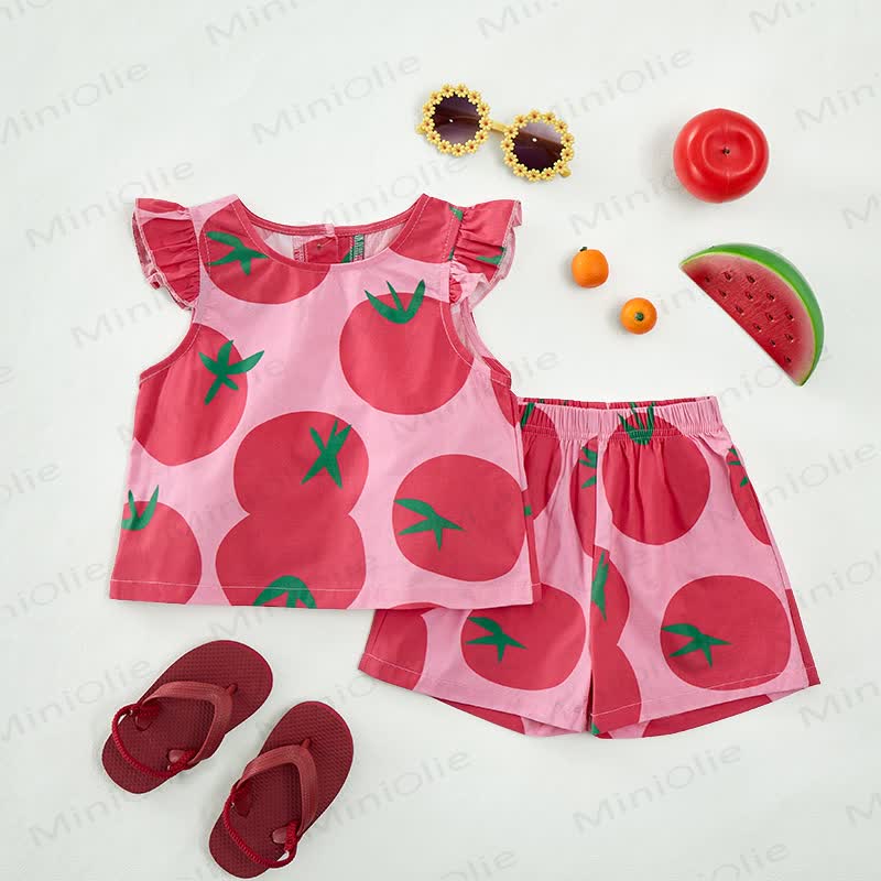 Baby Toddler Tomato Pink Top and Shorts 2-piece Set - image 2