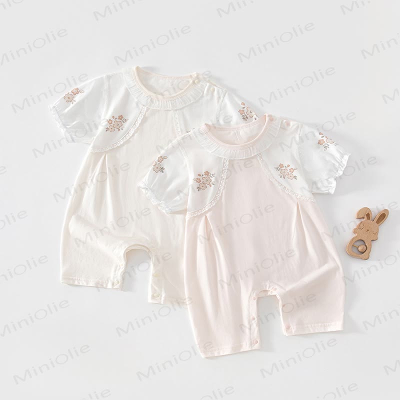 Baby Girl Floral Lace Trim Romper - Pink - 18-24M - image 1