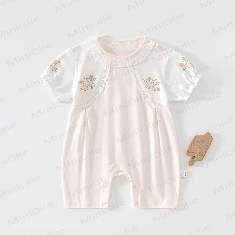 Baby Girl Floral Lace Trim Romper - image 2