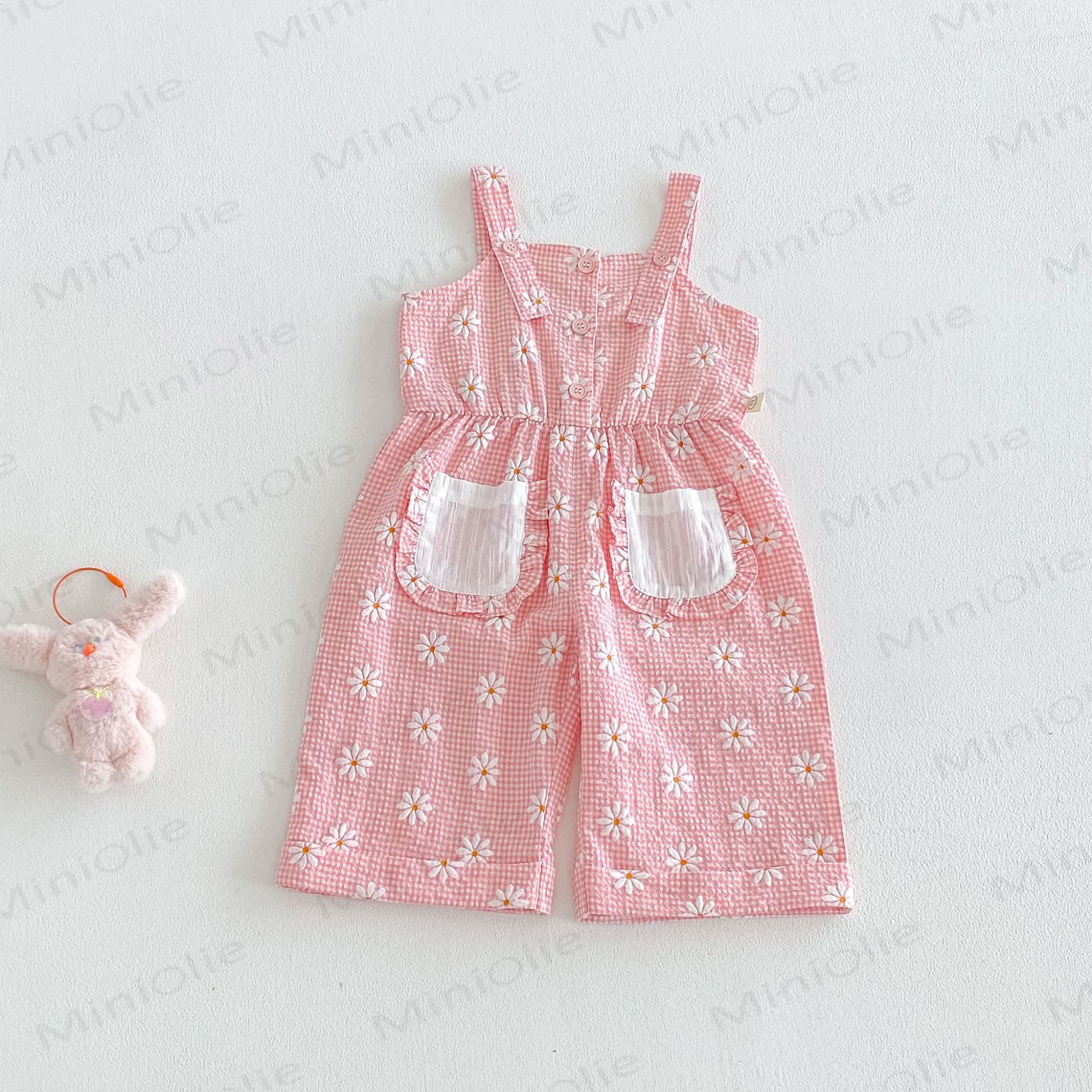 Baby Toddler Girls Daisy Ruffle Tank Top or Floral Overalls or Solid White Shorts  - Pink - 4-5T - image 3