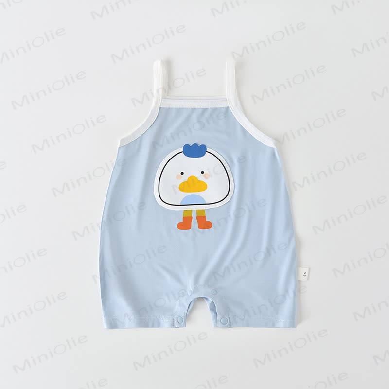 Baby Cartoon Pattern Summer Strap Romper - Blue - 15-22M - image 2