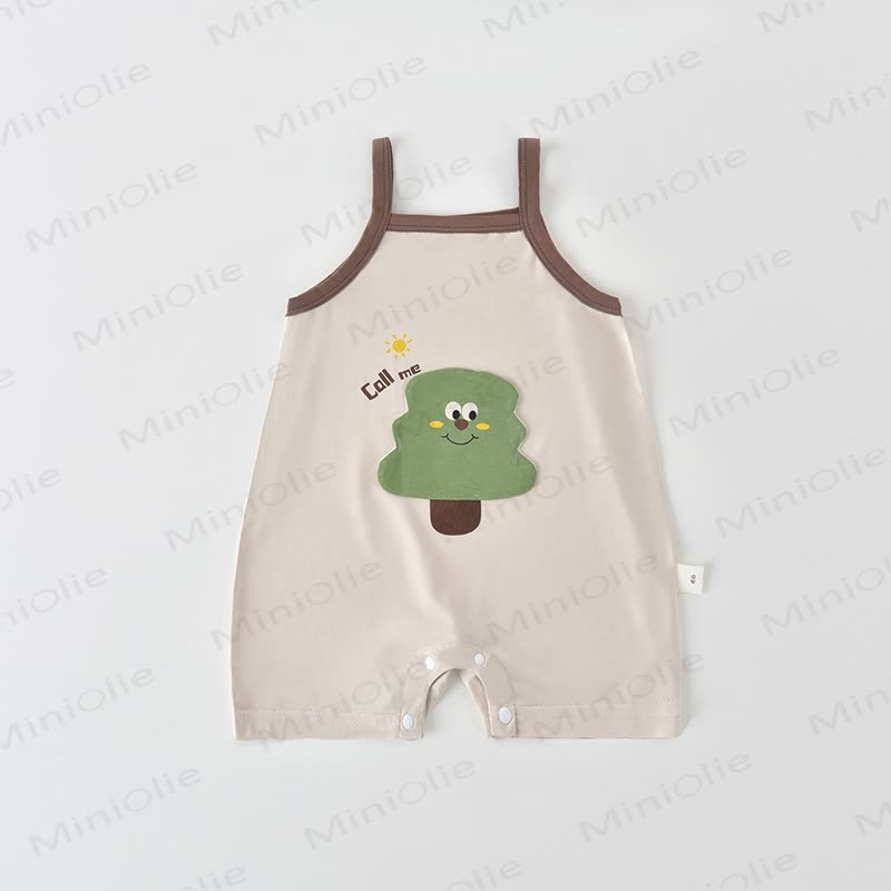 Baby Cartoon Pattern Summer Strap Romper - Beige - 15-22M - image 4