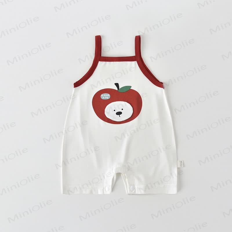 Baby Cartoon Pattern Summer Strap Romper - White - 15-22M - image 5