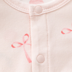Baby Girl Pink Cherry&Bow Cotton Summer Romper - image 2