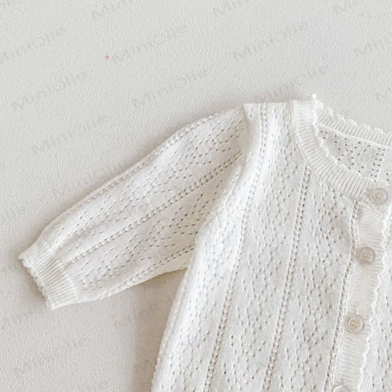 Baby Girl Solid Color Crew Neck Cardigan - image 6