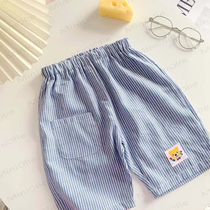 Toddler Boy Solid Color/Stripe Denim Shorts - Blue Stripe - 6.5-8T - image 2