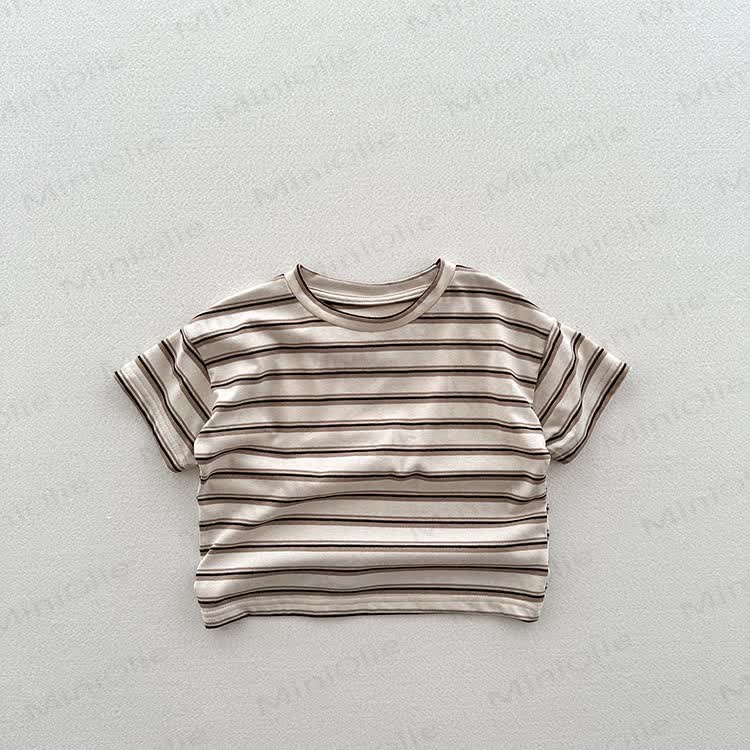 Toddler Crew Neck Striped Casual T-shirt - White - 6-7T - image 2
