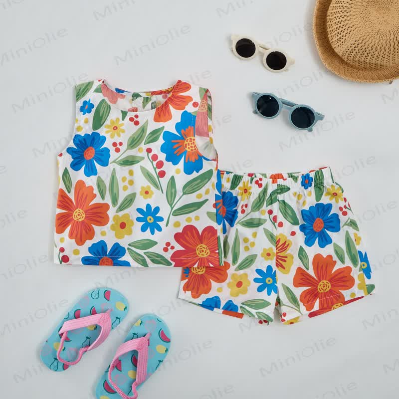 Baby Toddler Colorful Flower Tank and Shorts 2-piece Set - image 2