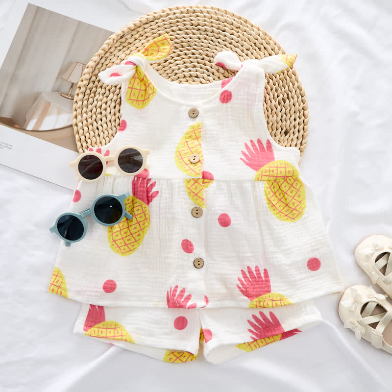 Baby Girl Pineapple Suspenders 2-piece Set - White - 2-3T - image 1