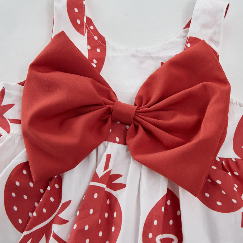 Baby Girl Strawberry Bow Dress with Hat - image 5
