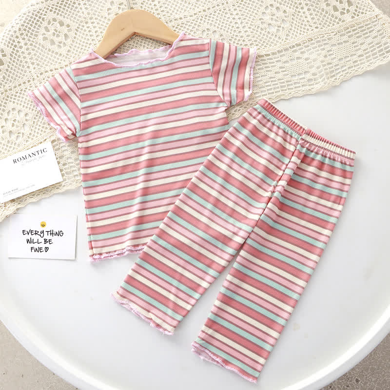 Toddler Girl Dot/Stripe Top and Pants 2-piece Set - Pink Stripe - 8-9T - image 5