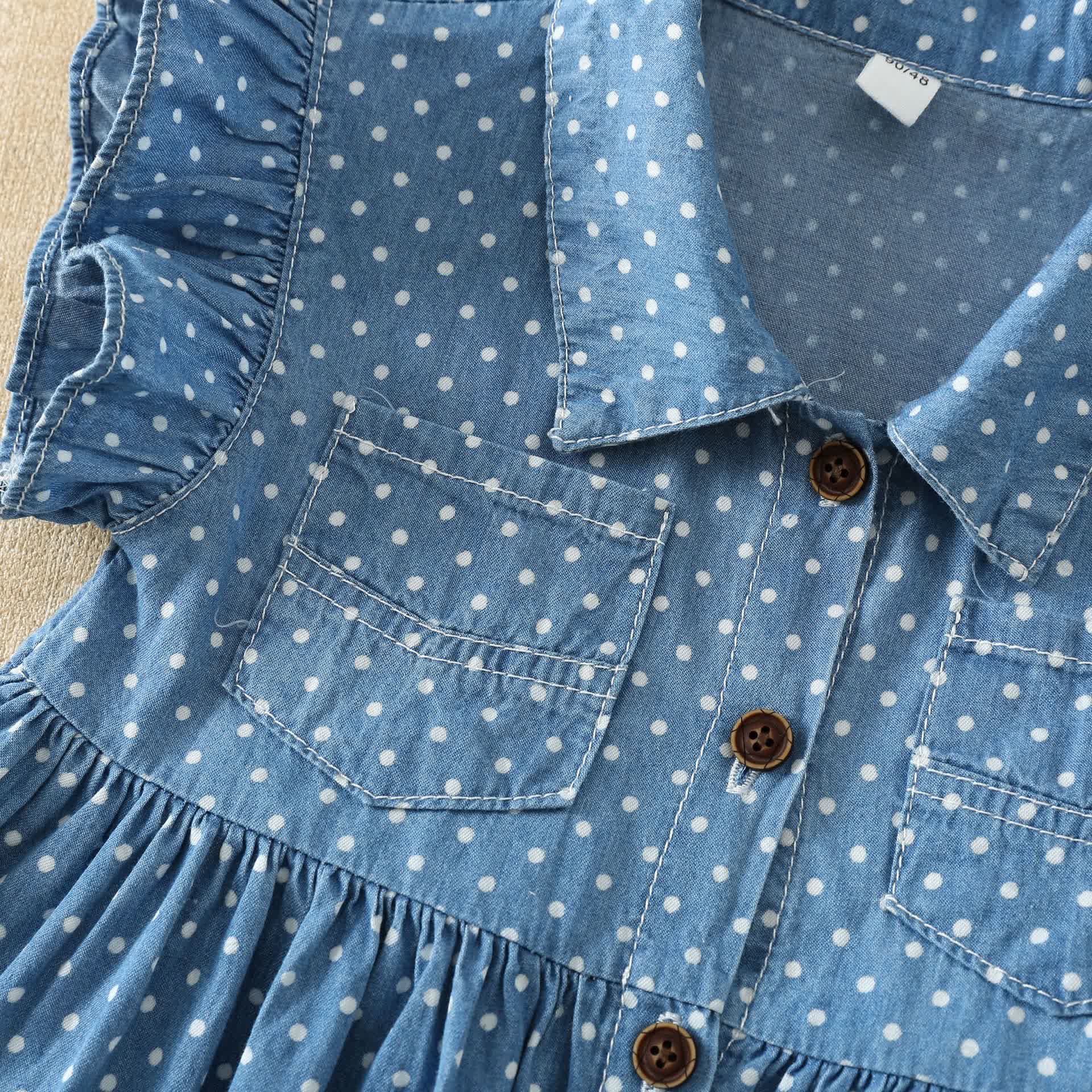 Baby Toddler Denim Dot Dress - image 3