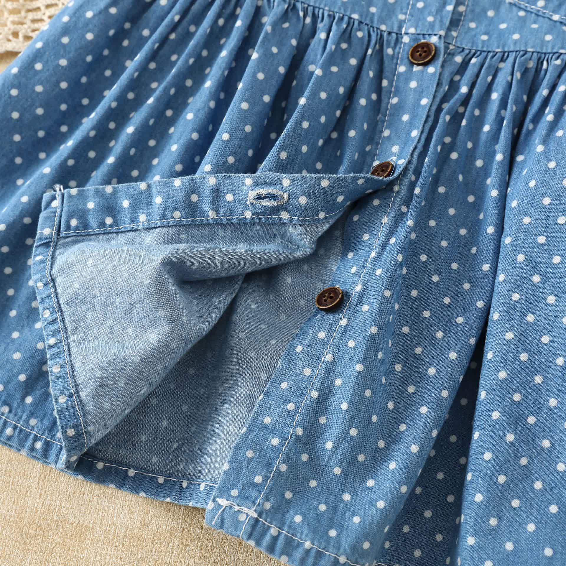 Baby Toddler Denim Dot Dress - image 4