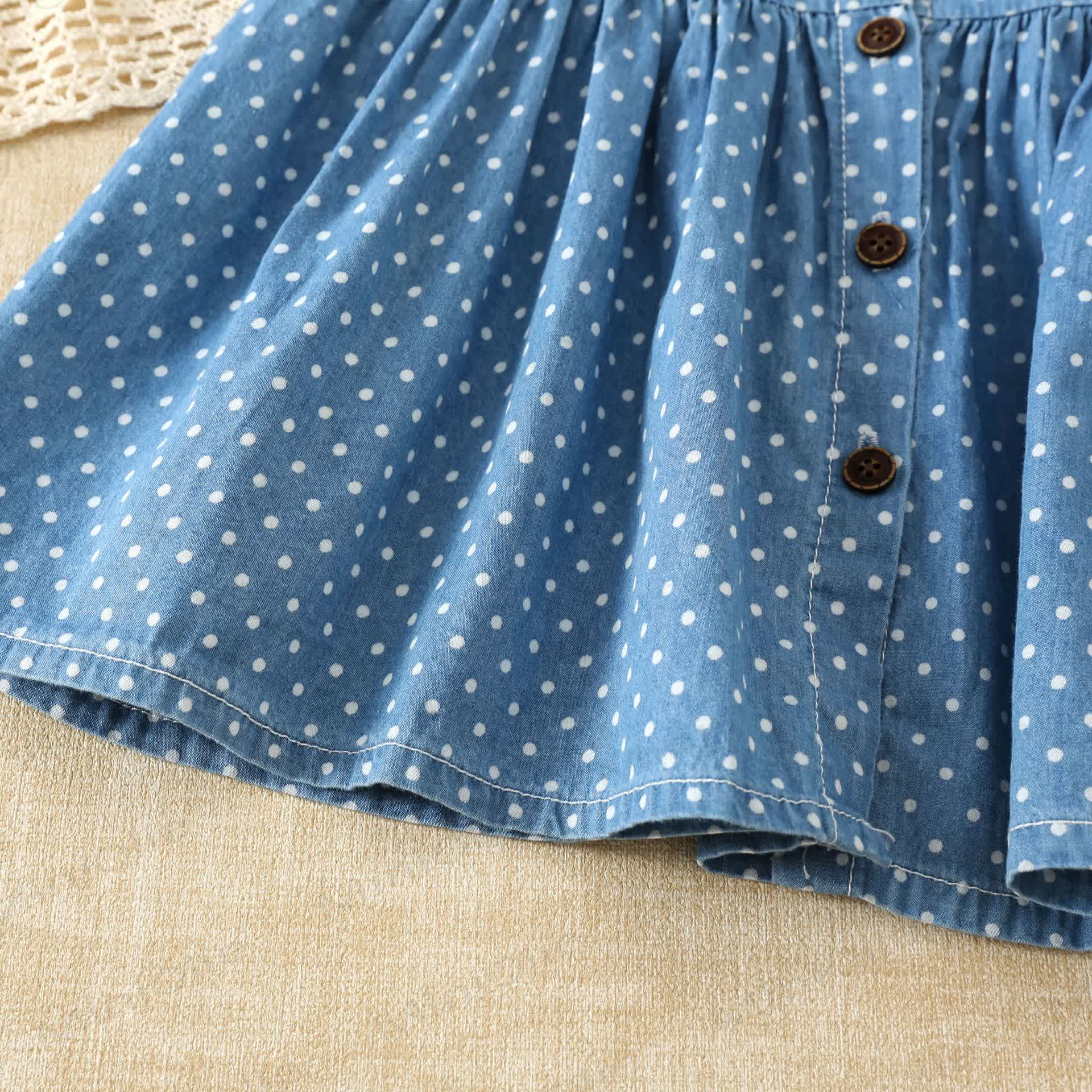 Baby Toddler Denim Dot Dress - image 5