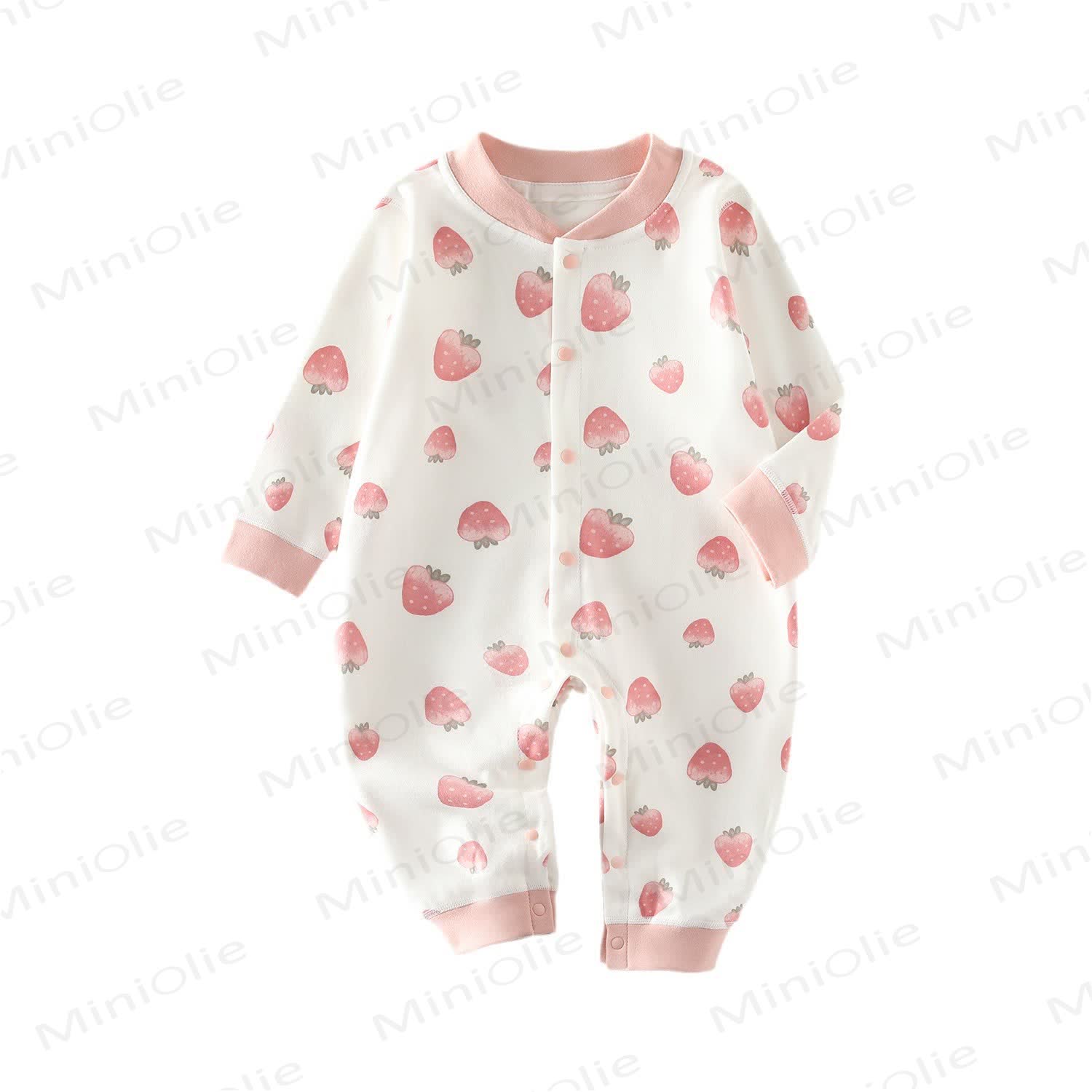 Baby Strawberry Print White Kimono Romper - image 2