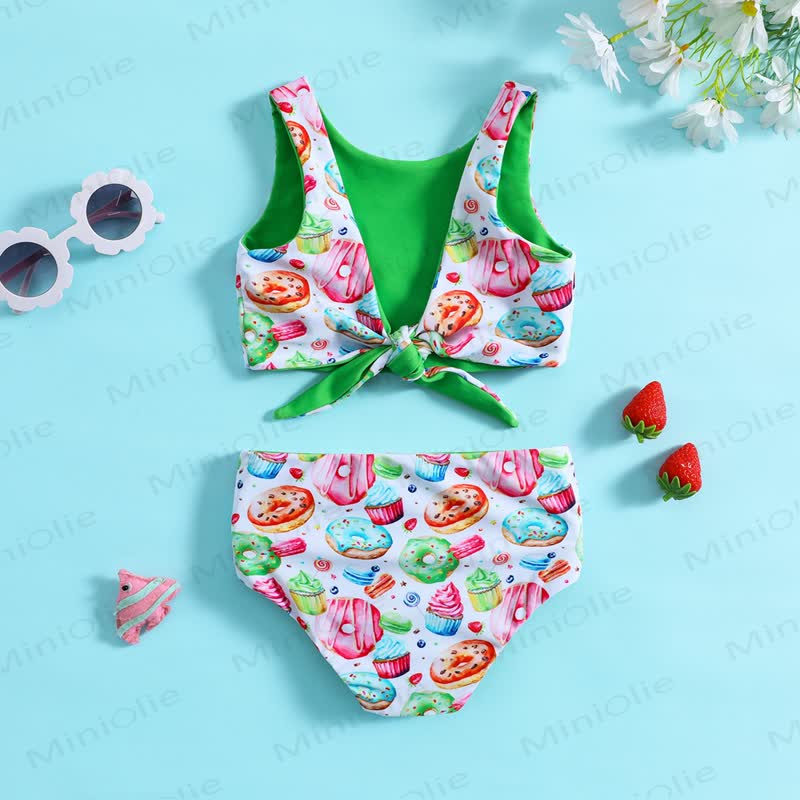 Toddler Girls Sweet Treat Print 2-Piece Bikini Set - Green - 6-7T - image 2
