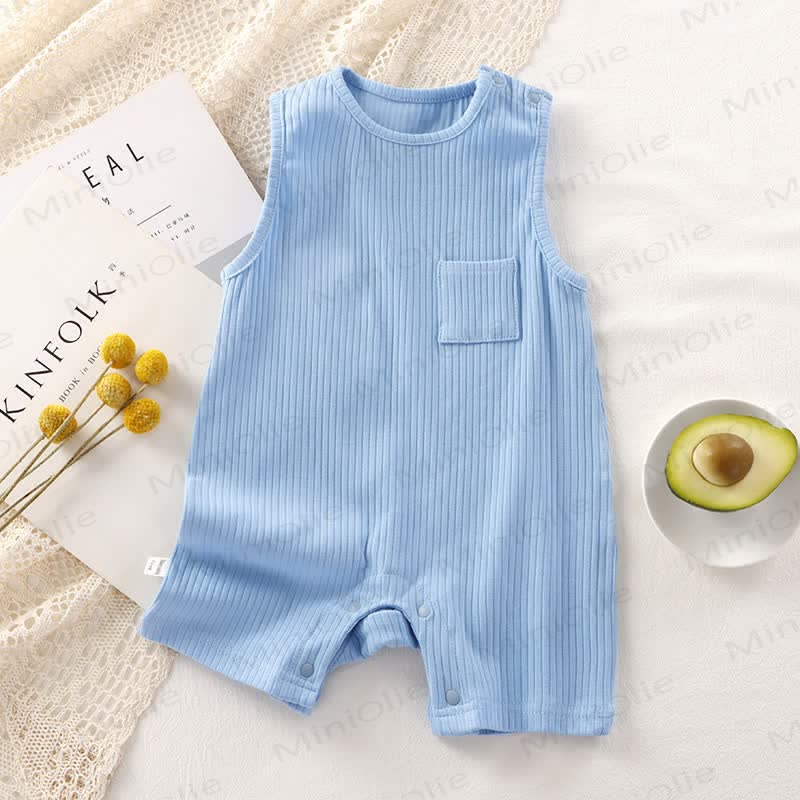 Baby Solid color Sleeveless Romper - Light Blue - 18-24M - image 2