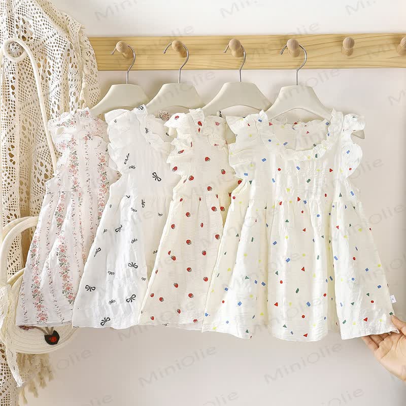 Toddler Girl White Summer Flutter Sleeve Dress - image 1