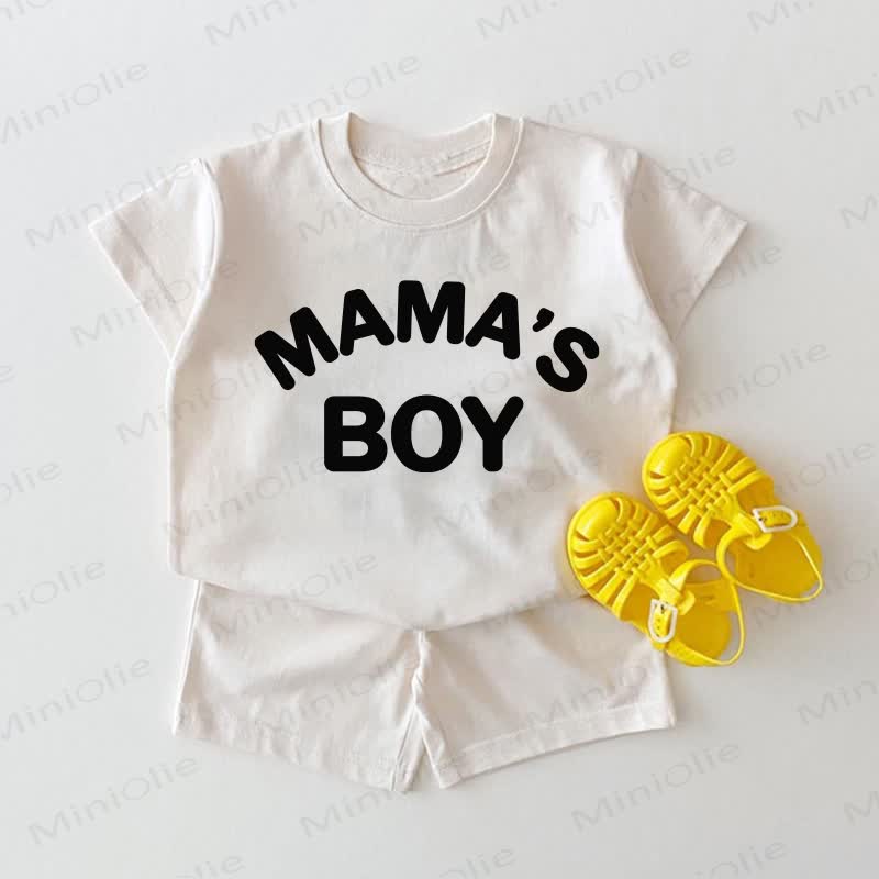 MAMA'S BOY Baby White Tee and Shorts 2-piece Set - White - 2-3T - image 1