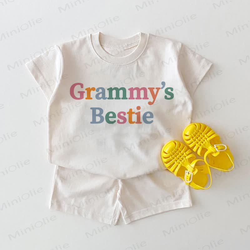 GRAMMY'S BESTIE Baby White Tee and Shorts 2-piece Set - White - 18-24M - image 1