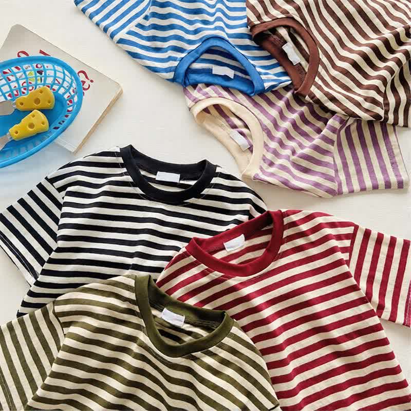 Toddler Striped Crew Neck Summer T-Shirt - image 1