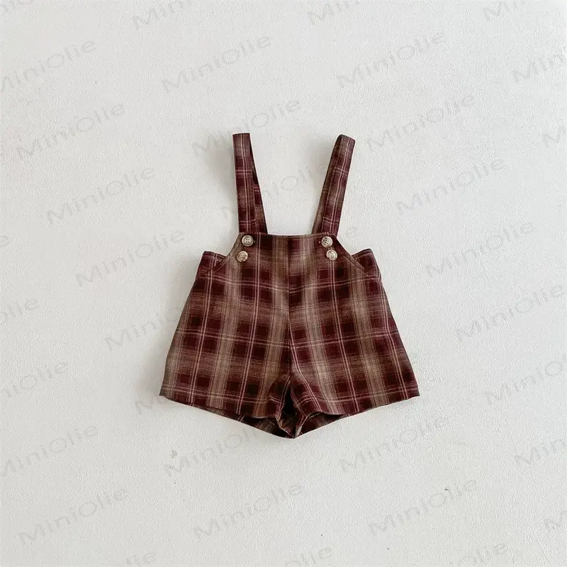 Toddler Boys Vintage Plaid Overalls - Brown - 4-5T - image 2