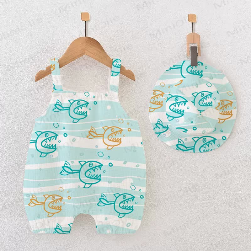 Baby Green Shark Romper with Hat - Green - 18-24M - image 1