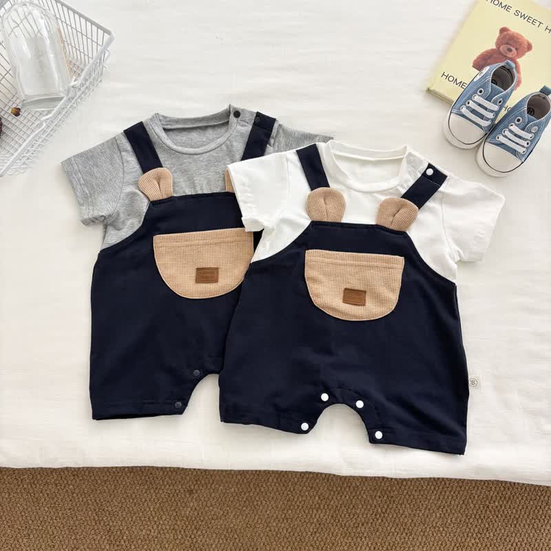 Baby Boys Bear Pocket Romper - image 1