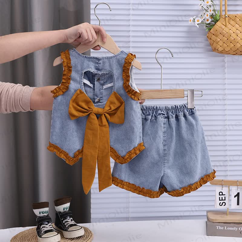 Baby Toddler Girl Denim Sleeveless Set - image 1
