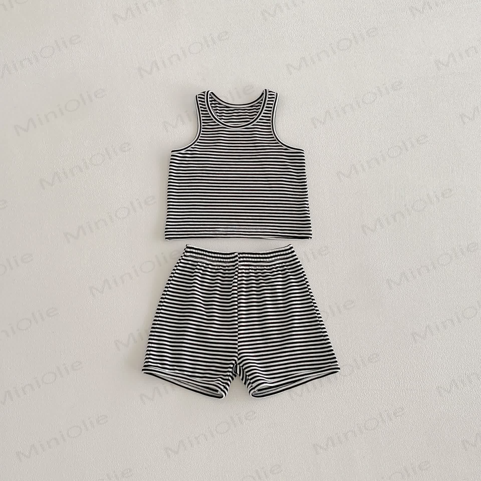 Baby Toddler Stripe Sleeveless Set - Black - 6-7T - image 2