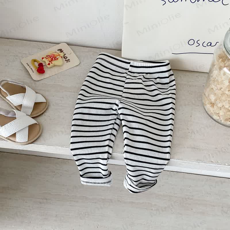Baby Girls Ribbed Stripe Leggings - Black - 18-24M - image 2