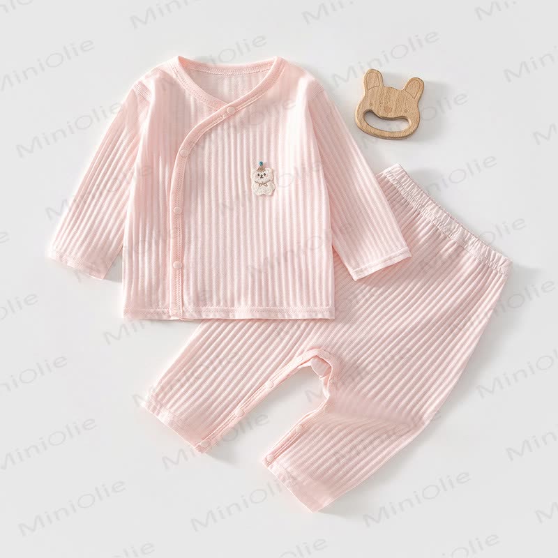 Baby Bear Solid Color Long-Sleeve Set - Pink - 18-24M - image 2