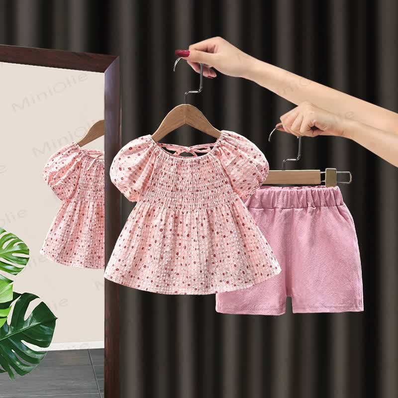 Baby Toddler Girl Floral Short-Sleeve Set - Pink - 4-5T - image 2