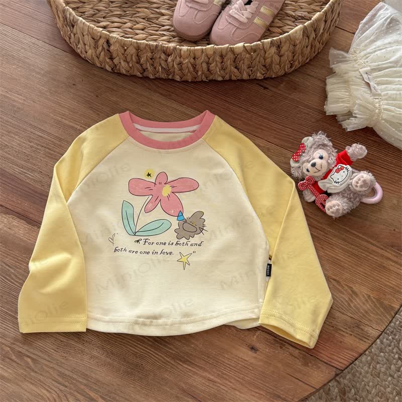 Toddler Girl Cartoon Print Raglan Tee - Yellow - 6.5-8T - image 2