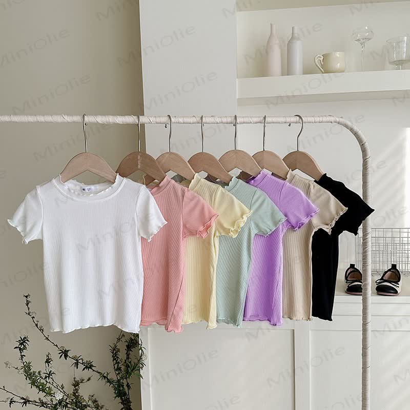 Toddler Girl Solid Color Ribbed T-Shirt - image 1