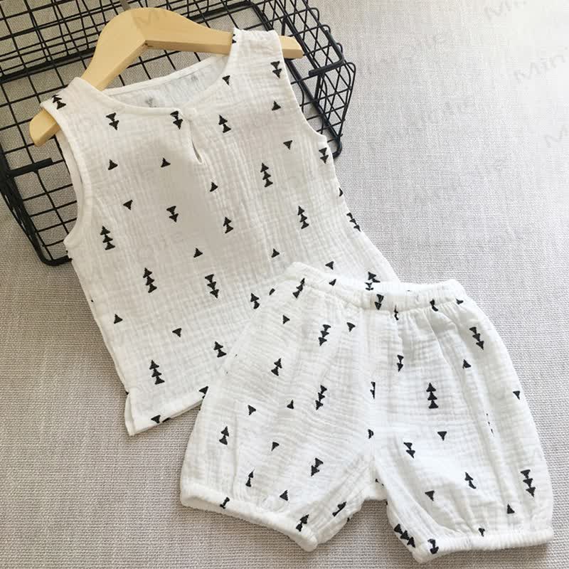 Baby Toddler Cotton Gauze Vest and Shorts 2-Piece Set - White - 4-5T - image 2