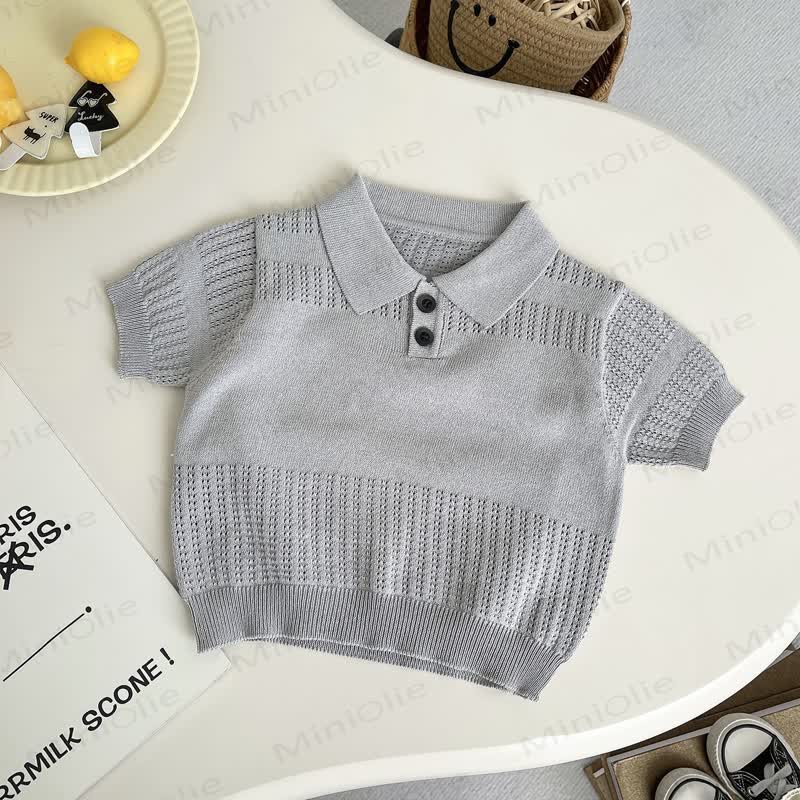 Toddler Boys Cooling Knit Polo Shirt and Pants 2-Piece Set - Grey Shirt - 4-5T - image 2