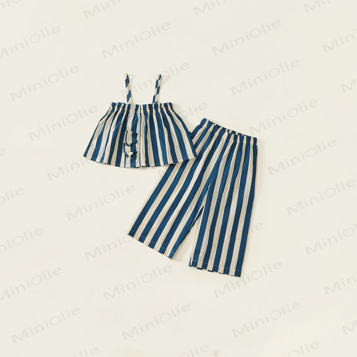 Toddler Girl Stripe Sleeveless Set - Blue - 8-9T - image 1
