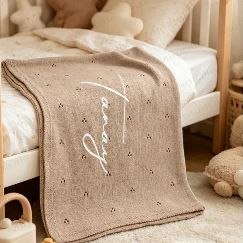 Personalized Baby Name Floral Hollow Blanket - image 1