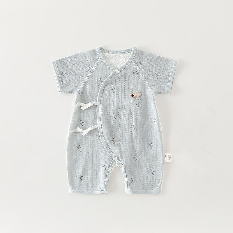 Baby Organic Cotton Wrap Short Sleeve Romper - Green - 3-6M - image 1