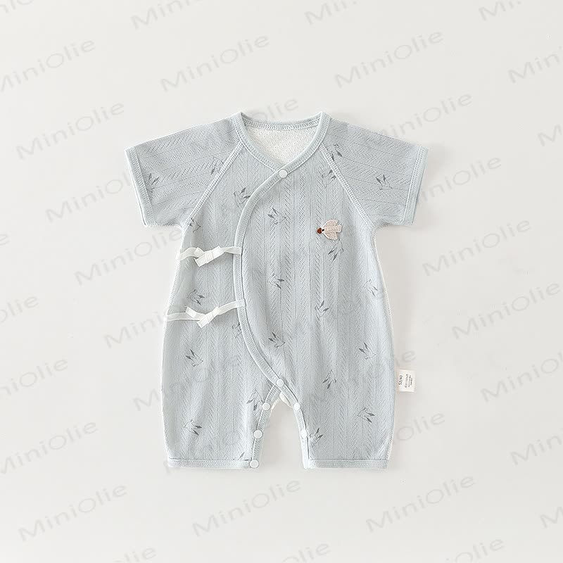 Baby Organic Cotton Wrap Short Sleeve Romper - Green - 3-6M - image 1